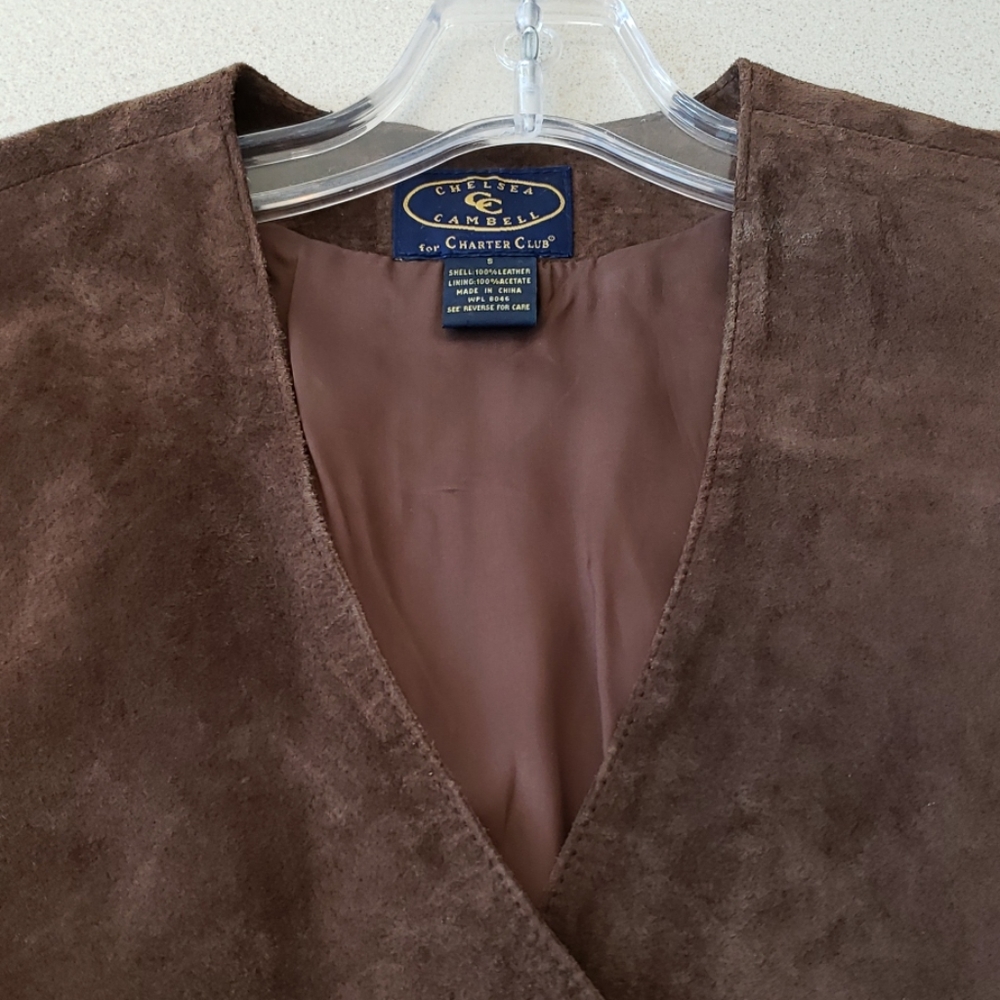 Chocolate Brown Suied Button Down Vest - image 8